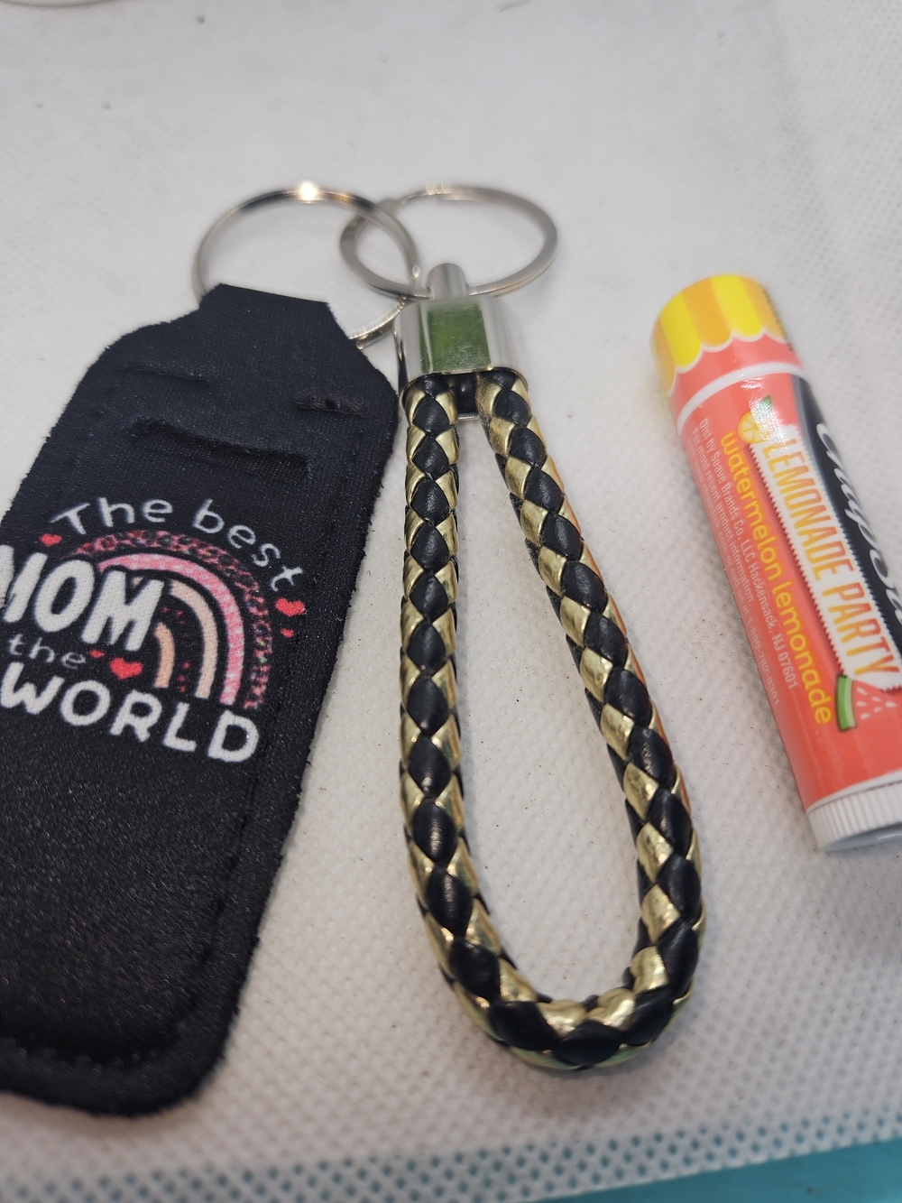 Braided Black & Gold Loop Keychain